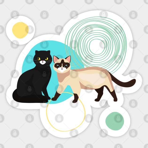 Two cat breeds Sticker by m-laP